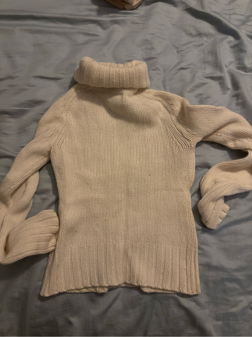 Express Wool and Cashmere Cream Cable Turtleneck Sweater - Picture 2 of 3